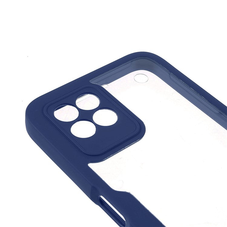 For Realme 8i/Narzo 50 4G Acrylic + TPU Hybrid Phone Case with PET Screen Protector 360-Degree Coverage Phone Protector - Navy Blue