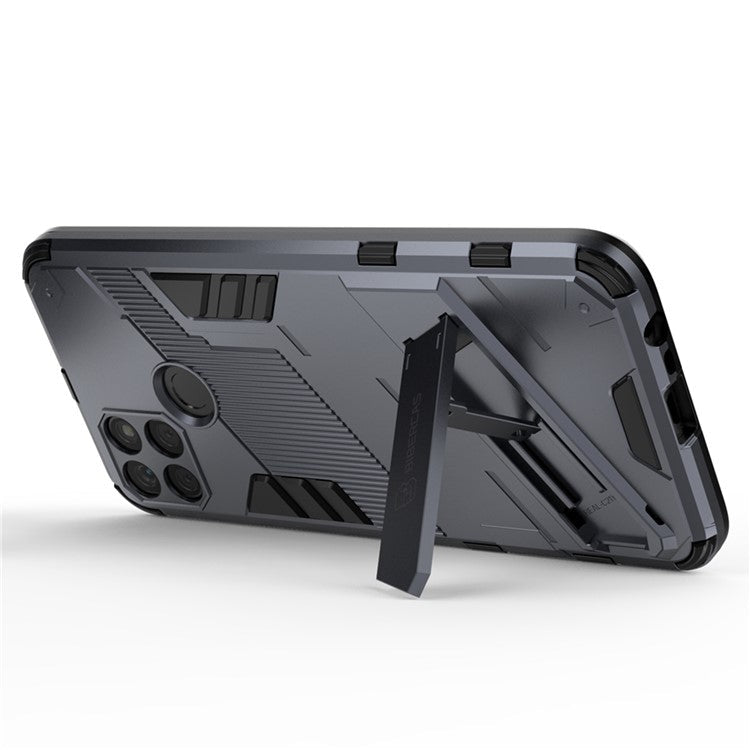 Kickstand Soft Flexible TPU + Hard PC Back Anti-Scratch Phone Cover for Realme C21Y - Dark Blue