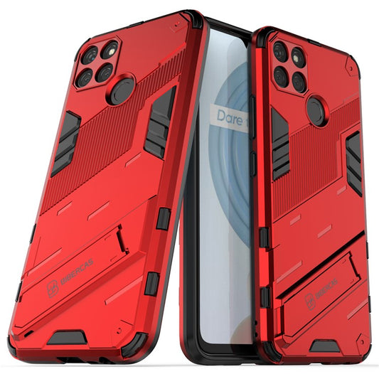 Kickstand Soft Flexible TPU + Hard PC Back Anti-Scratch Phone Cover for Realme C21Y - Red