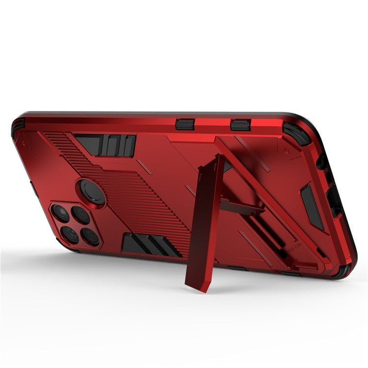 Kickstand Soft Flexible TPU + Hard PC Back Anti-Scratch Phone Cover for Realme C21Y - Red
