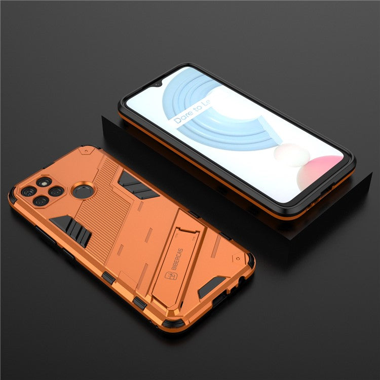 Kickstand Soft Flexible TPU + Hard PC Back Anti-Scratch Phone Cover for Realme C21Y - Orange