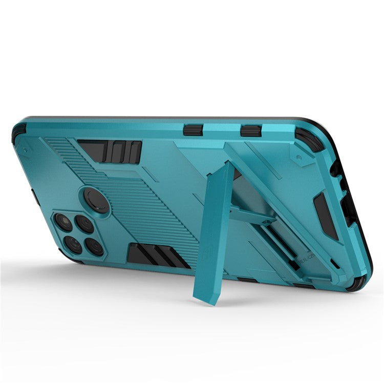 Kickstand Soft Flexible TPU + Hard PC Back Anti-Scratch Phone Cover for Realme C21Y - Baby Blue