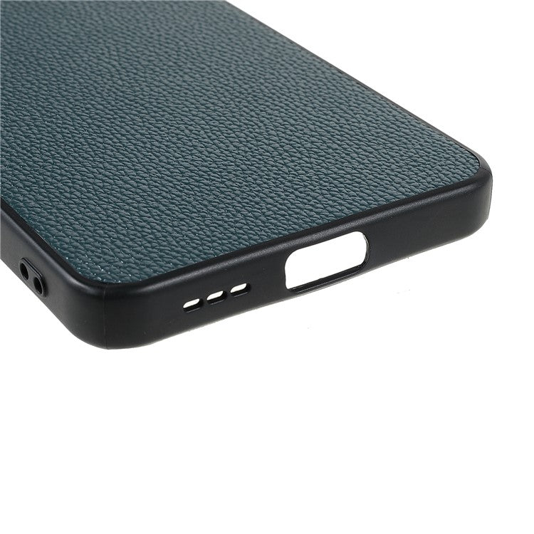 Litchi Texture Genuine Leather Coating TPU + PC Shockproof Phone Case Cover for Oppo Reno6 5G - Green