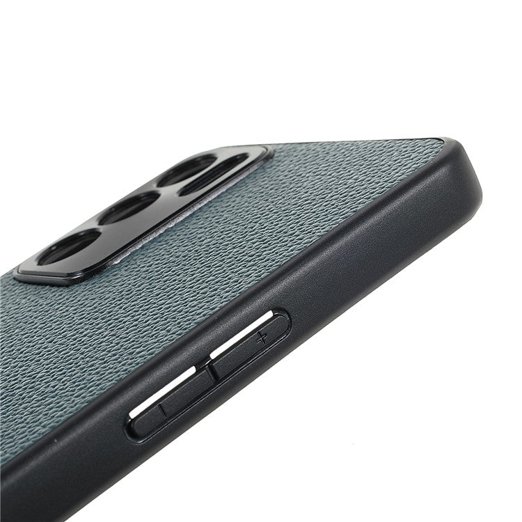 Litchi Texture Genuine Leather Coating TPU + PC Shockproof Phone Case Cover for Oppo Reno6 5G - Green