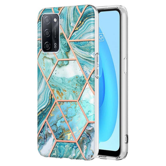 Marble Design IMD 2.0mm Soft TPU Luxury Electroplating Anti-fingerprint Protective Cover for Oppo A55 5G / A54 4G / A54s / A53s 5G / A16 / A16s - Blue