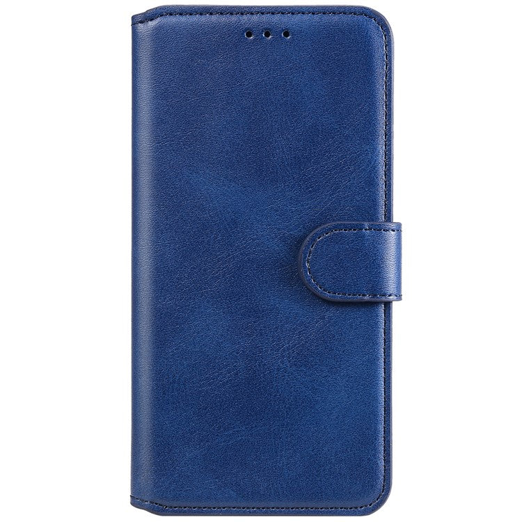 Textured Auto-absorbed Leather Case Magnetic Mobile Phone Full Protective Wallet Cover with Stand for Realme C21Y/C21/C25Y - Blue