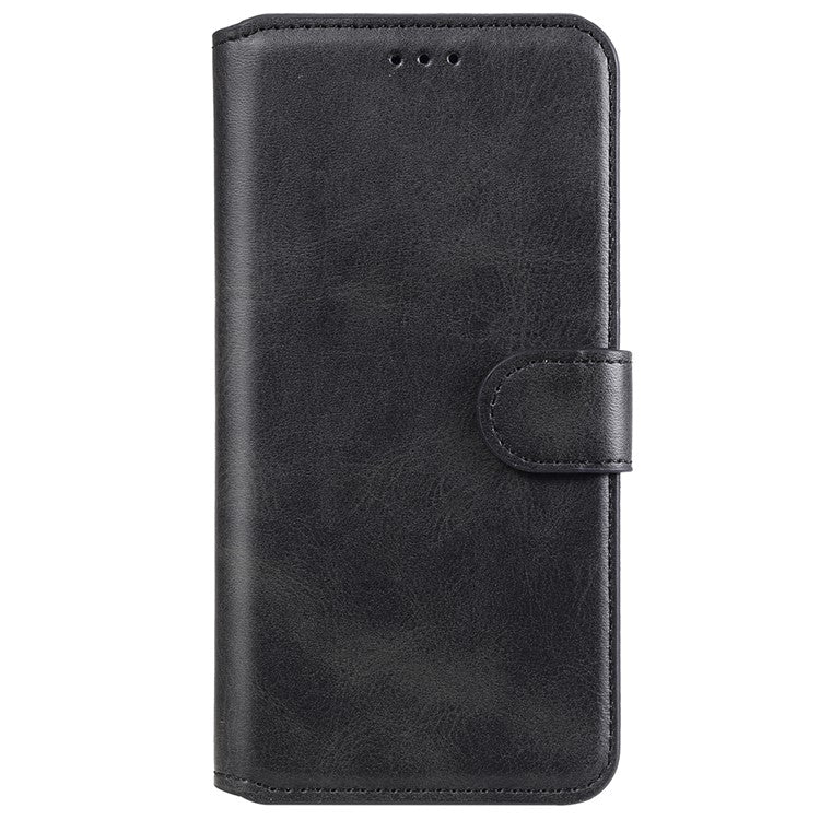 Textured Auto-absorbed Leather Case Magnetic Mobile Phone Full Protective Wallet Cover with Stand for Realme C21Y/C21/C25Y - Black