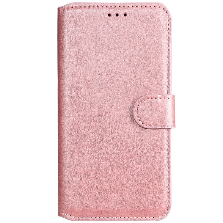 Textured Auto-absorbed Leather Case Magnetic Mobile Phone Full Protective Wallet Cover with Stand for Realme C21Y/C21/C25Y - Rose Gold