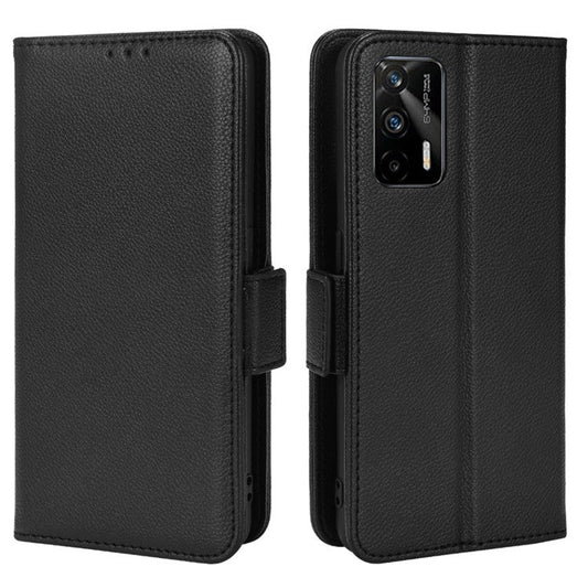 Litchi Texture PU Leather Shockproof Phone Cover Horizontal Stand Wallet Case for Realme GT Neo2T/GT 5G/GT Neo 5G/Q3 Pro 5G - Black