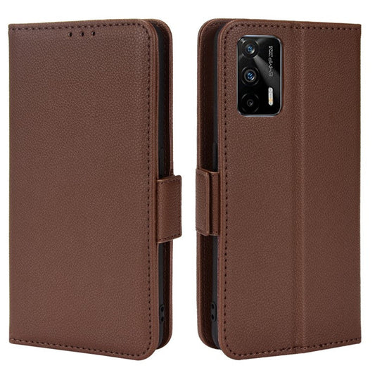 Litchi Texture PU Leather Shockproof Phone Cover Horizontal Stand Wallet Case for Realme GT Neo2T/GT 5G/GT Neo 5G/Q3 Pro 5G - Brown