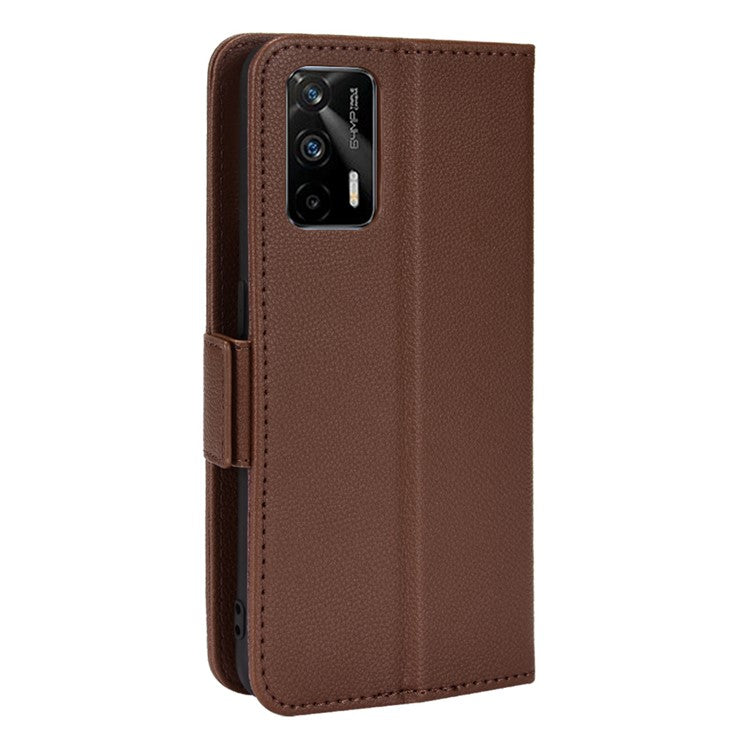 Litchi Texture PU Leather Shockproof Phone Cover Horizontal Stand Wallet Case for Realme GT Neo2T/GT 5G/GT Neo 5G/Q3 Pro 5G - Brown