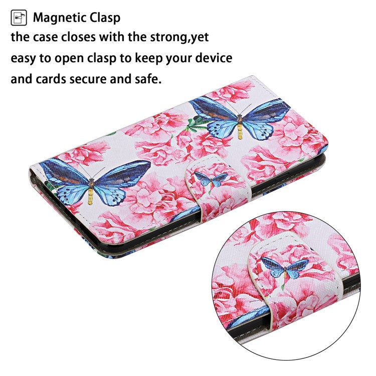 Cross Texture Cover PU Leather Stand Pattern Printing Wallet Case with Handy Strap for vivo Y21 / Y21s / Y33s - Butterflies and Flowers