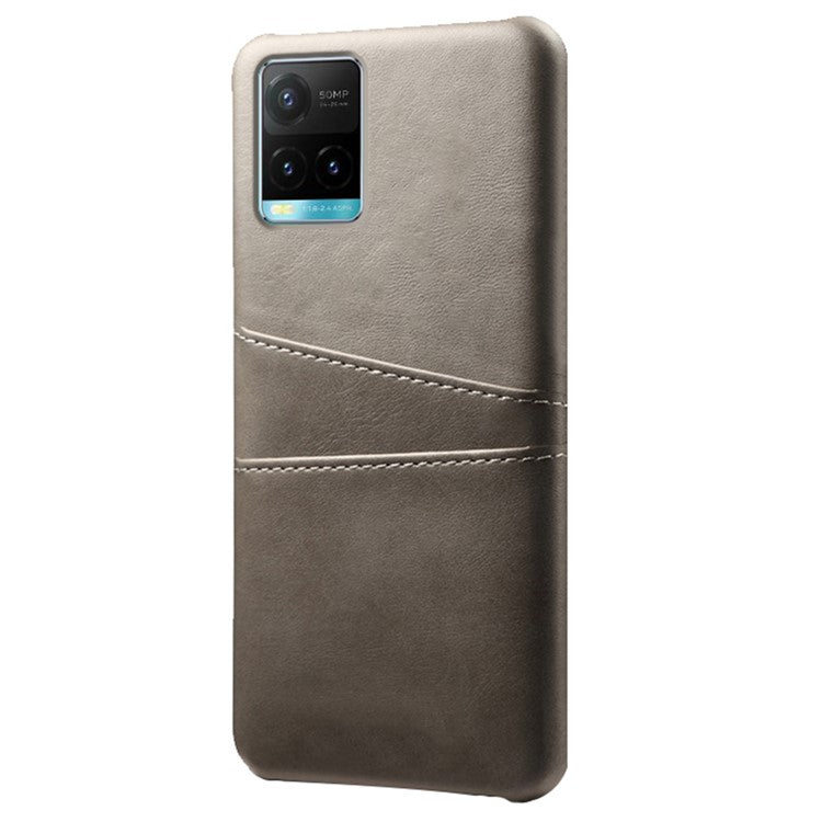 Shockproof Phone Covering PU Leather and PC Phone Case Cover with 2 Card Slots for vivo Y21 / vivo Y21s / vivo Y33s - Grey