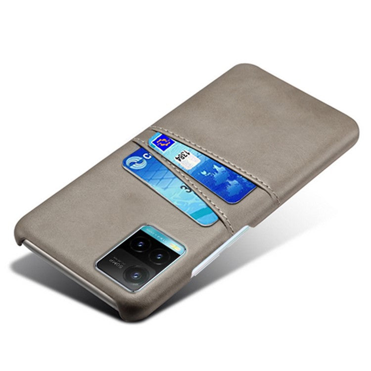 Shockproof Phone Covering PU Leather and PC Phone Case Cover with 2 Card Slots for vivo Y21 / vivo Y21s / vivo Y33s - Grey