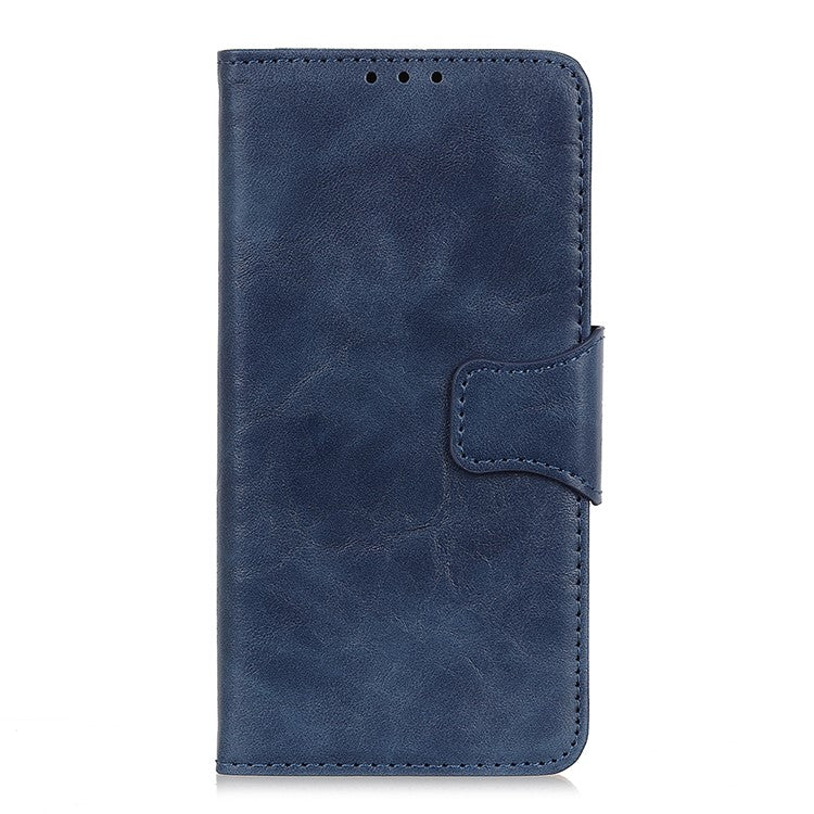 Scratch-resistant Drop-proof Crazy Horse Texture Split Leather + TPU Phone Cover Stand Case with Wallet for Oppo Reno7 5G (China) - Blue