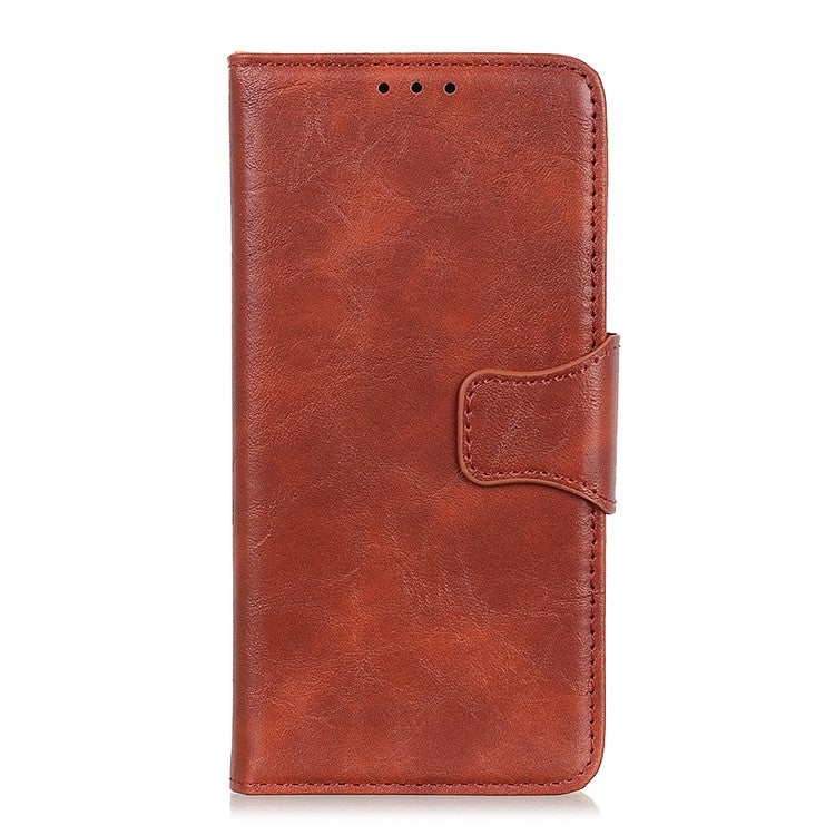 Scratch-resistant Drop-proof Crazy Horse Texture Split Leather + TPU Phone Cover Stand Case with Wallet for Oppo Reno7 5G (China) - Brown