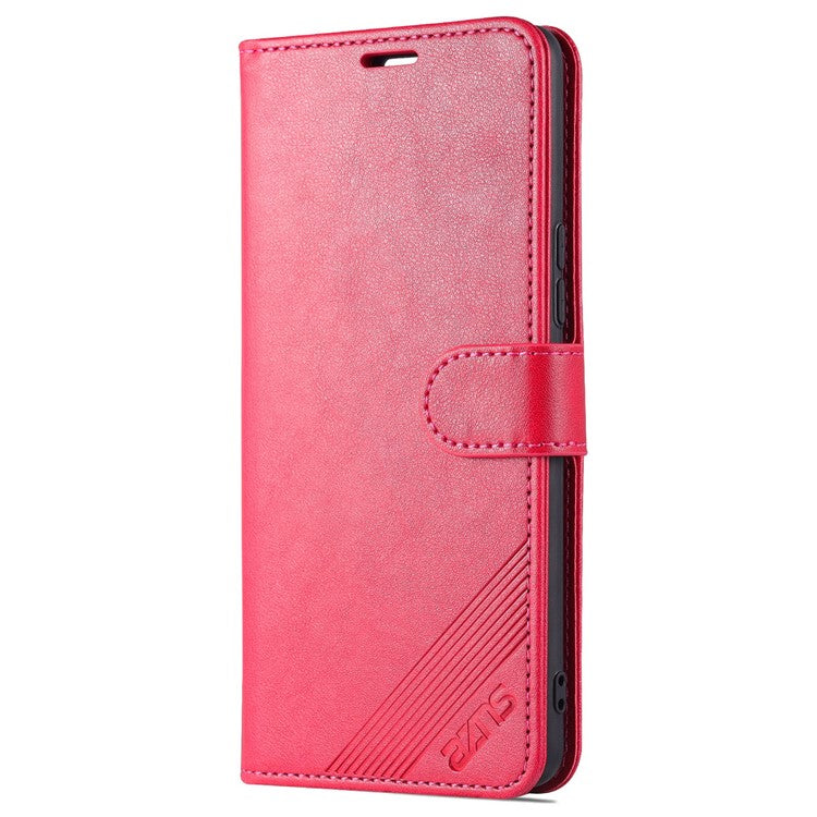 AZNS Textured Leather Case Stand Wallet All-round Protection Phone Cover for vivo iQOO Neo5 - Red