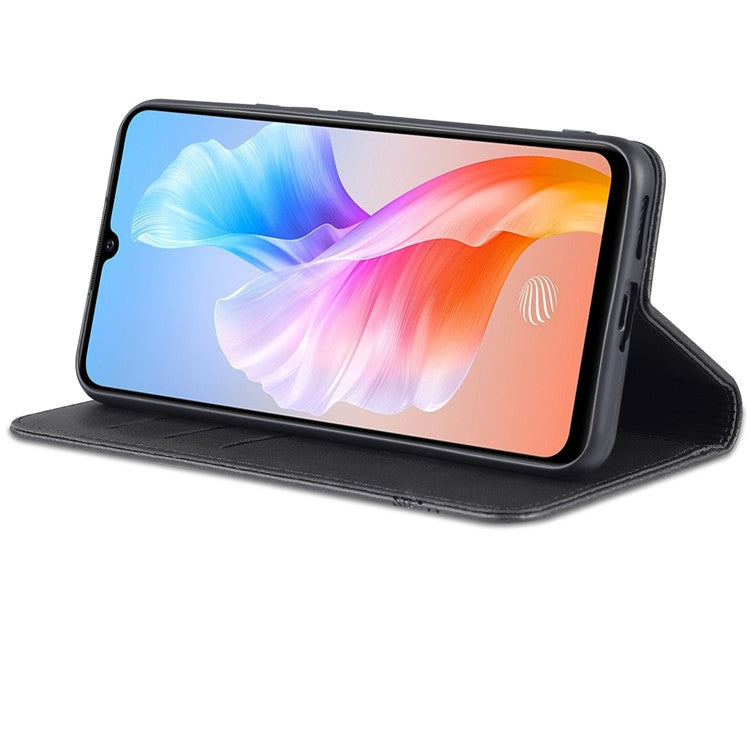 AZNS Book Stand PU Leather Phone Case Magnetic Auto-absorbed Wallet Flip Cover for vivo S10e / V23e 4G - Black