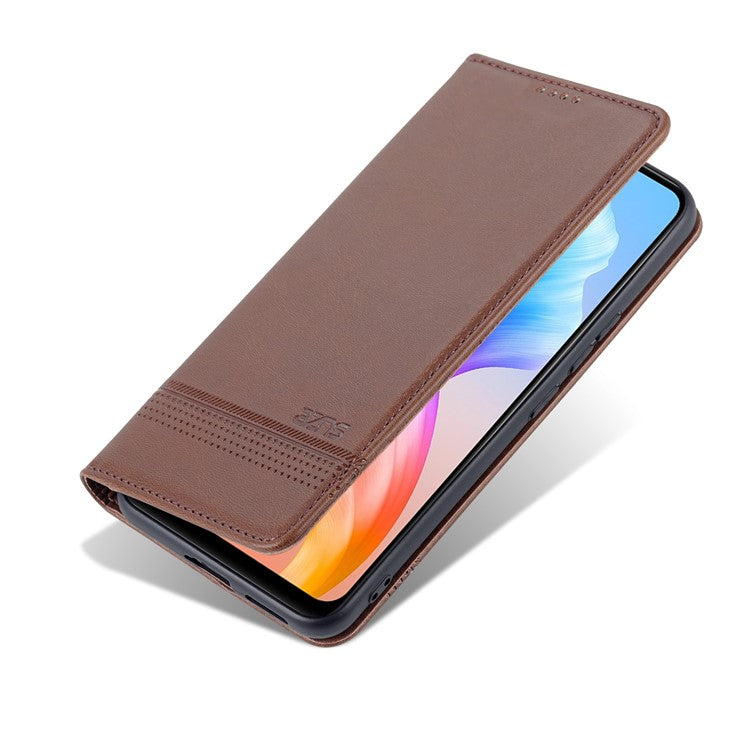 AZNS Book Stand PU Leather Phone Case Magnetic Auto-absorbed Wallet Flip Cover for vivo S10e / V23e 4G - Coffee