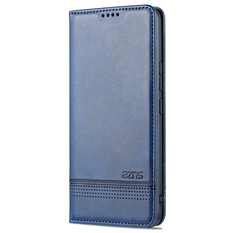 AZNS Book Stand PU Leather Phone Case Magnetic Auto-absorbed Wallet Flip Cover for vivo S10e / V23e 4G - Dark Blue