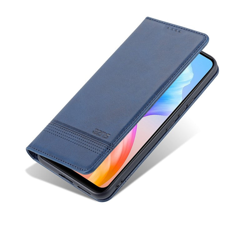 AZNS Book Stand PU Leather Phone Case Magnetic Auto-absorbed Wallet Flip Cover for vivo S10e / V23e 4G - Dark Blue