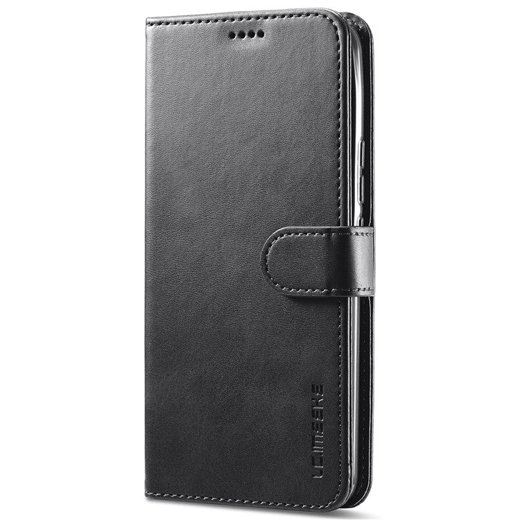 LC.IMEEKE PU Leather Flip Folio Stand Case Shockproof Wallet Phone Case Cover for Realme 8i/Narzo 50 4G - Black