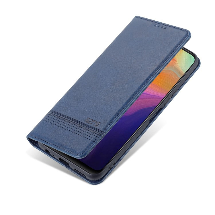 AZNS Magnetic Absorption PU Leather Flip Cover Stand Protective Wallet Phone Case for vivo Y15s / Y15a - Dark Blue