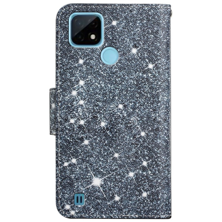 Cross Texture Pattern Printing Phone Case Stand Wallet Shockproof Leather Cover with Wrist Strap for Realme C21 - Star