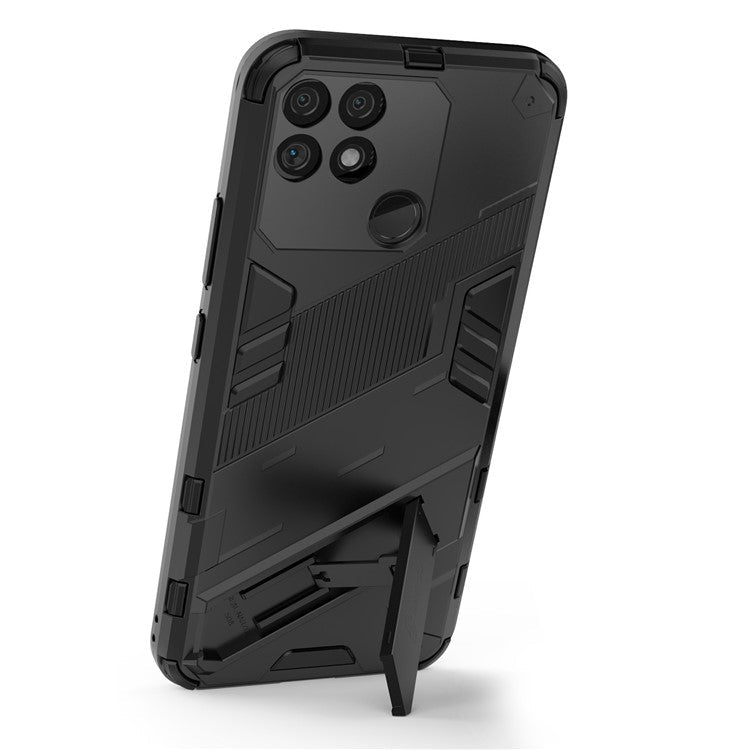 Hands-free Kickstand Design Drop-proof TPU + PC Hybrid Phone Case Shell for Realme Narzo 50A - Black