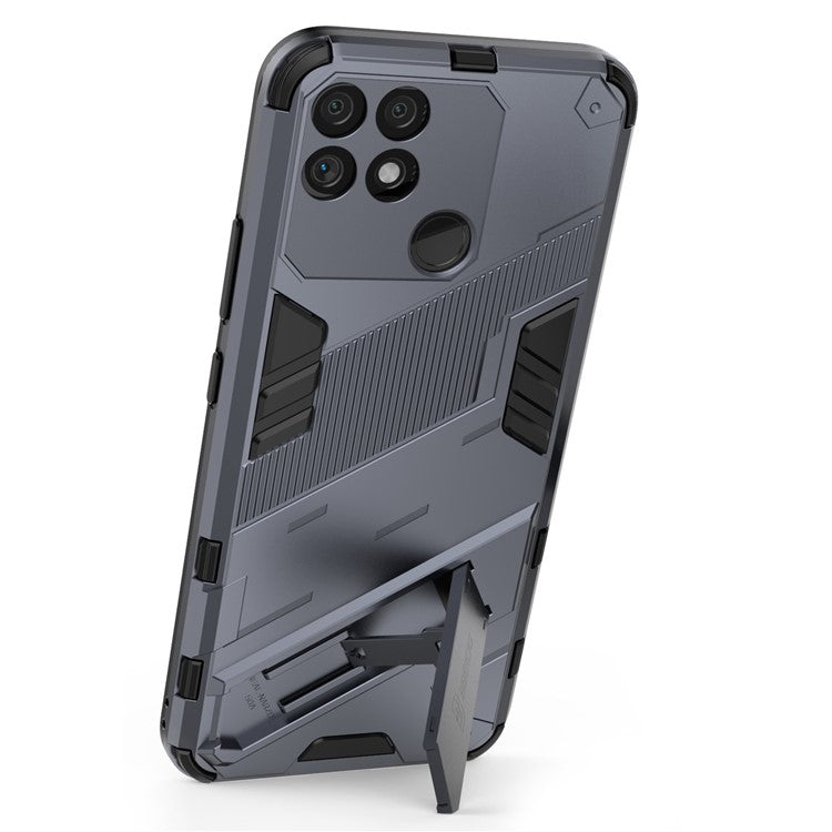 Hands-free Kickstand Design Drop-proof TPU + PC Hybrid Phone Case Shell for Realme Narzo 50A - Dark Blue