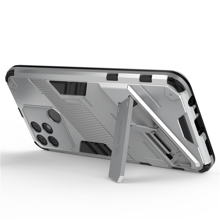 Hands-free Kickstand Design Drop-proof TPU + PC Hybrid Phone Case Shell for Realme Narzo 50A - White