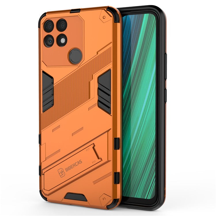 Hands-free Kickstand Design Drop-proof TPU + PC Hybrid Phone Case Shell for Realme Narzo 50A - Orange