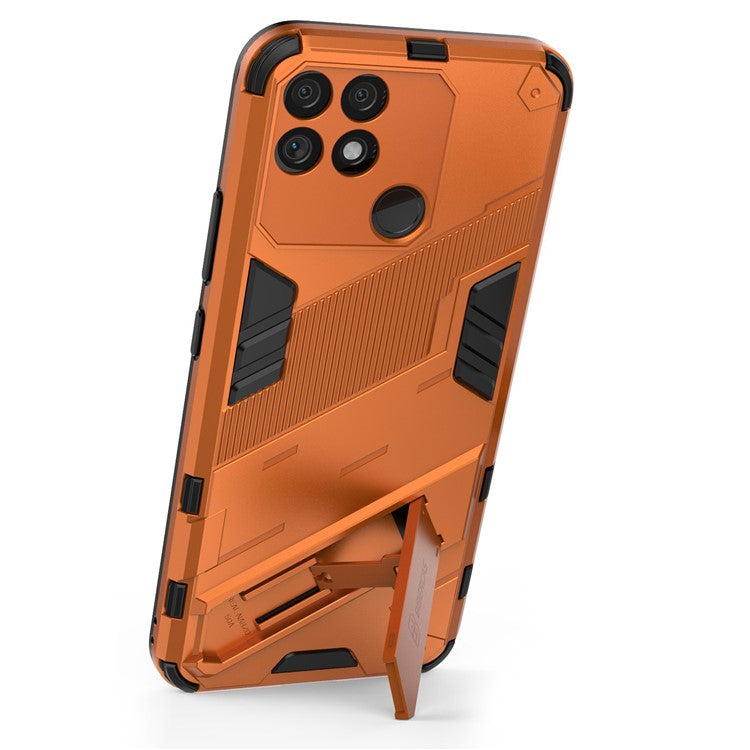 Hands-free Kickstand Design Drop-proof TPU + PC Hybrid Phone Case Shell for Realme Narzo 50A - Orange