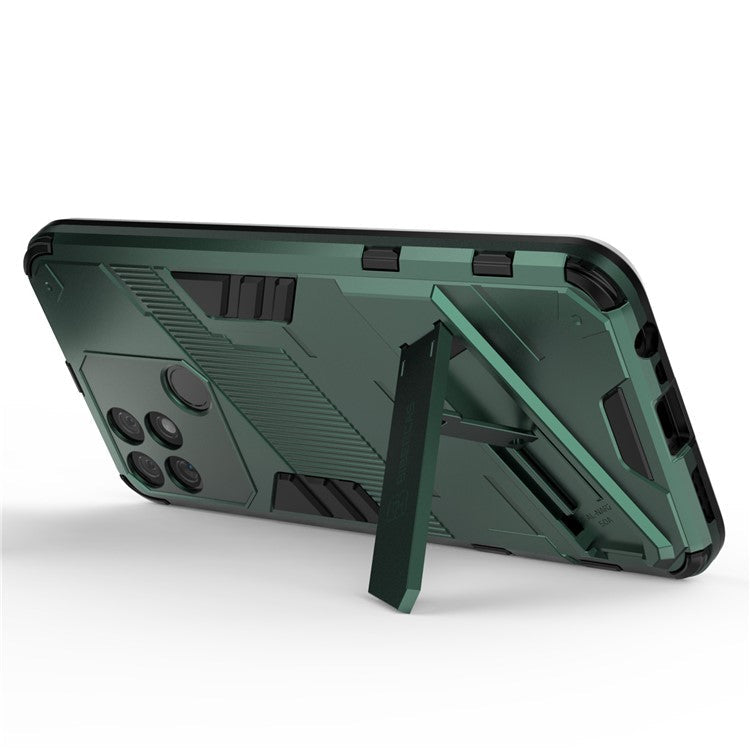 Hands-free Kickstand Design Drop-proof TPU + PC Hybrid Phone Case Shell for Realme Narzo 50A - Green