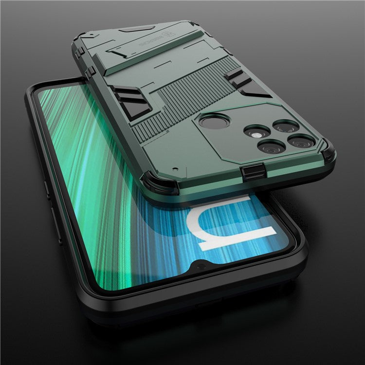 Hands-free Kickstand Design Drop-proof TPU + PC Hybrid Phone Case Shell for Realme Narzo 50A - Green