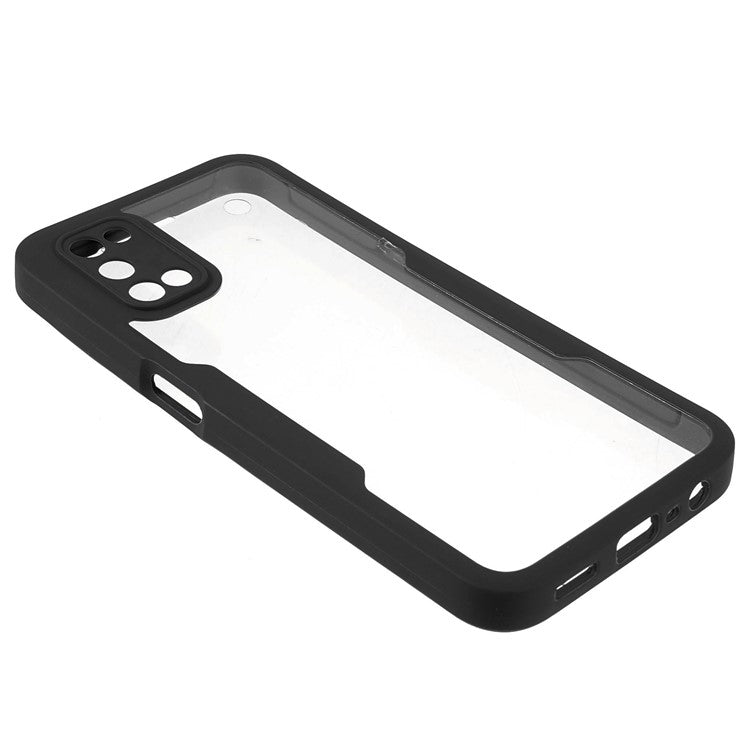 PET Screen Protector + Acrylic + TPU Lens Protection Shockproof Anti-fall Mobile Phone Cover for Oppo A52/A72/A92 - Black
