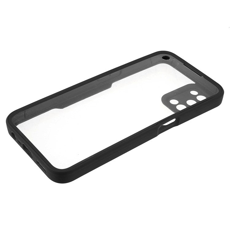 PET Screen Protector + Acrylic + TPU Lens Protection Shockproof Anti-fall Mobile Phone Cover for Oppo A52/A72/A92 - Black