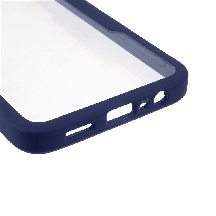 PET Screen Protector + Acrylic + TPU 360-degree Protection Anti-fall Mobile Phone Cover for Oppo A15/A15s - Navy Blue