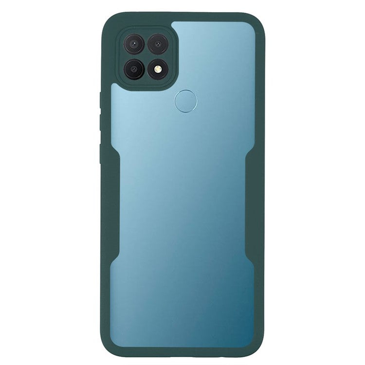 PET Screen Protector + Acrylic + TPU 360-degree Protection Anti-fall Mobile Phone Cover for Oppo A15/A15s - Midnight Green