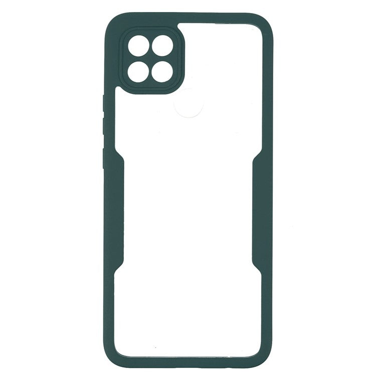 PET Screen Protector + Acrylic + TPU 360-degree Protection Anti-fall Mobile Phone Cover for Oppo A15/A15s - Midnight Green