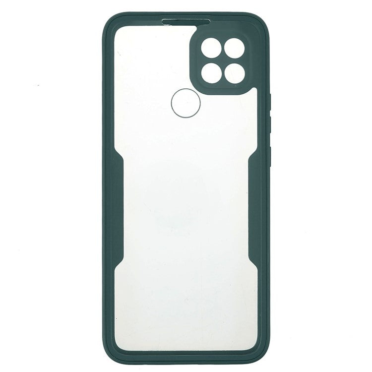 PET Screen Protector + Acrylic + TPU 360-degree Protection Anti-fall Mobile Phone Cover for Oppo A15/A15s - Midnight Green