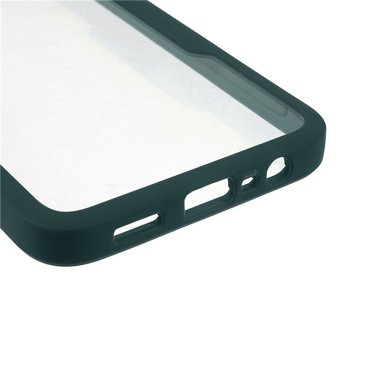 PET Screen Protector + Acrylic + TPU 360-degree Protection Anti-fall Mobile Phone Cover for Oppo A15/A15s - Midnight Green