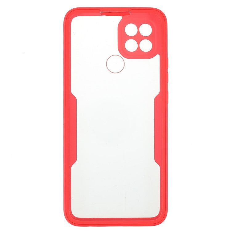 PET Screen Protector + Acrylic + TPU 360-degree Protection Anti-fall Mobile Phone Cover for Oppo A15/A15s - Red