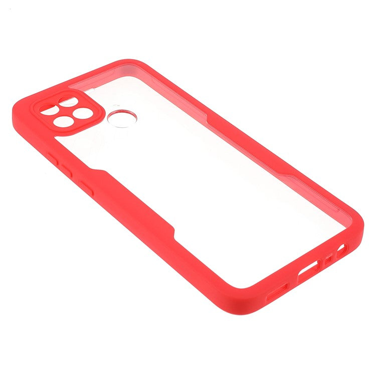 PET Screen Protector + Acrylic + TPU 360-degree Protection Anti-fall Mobile Phone Cover for Oppo A15/A15s - Red
