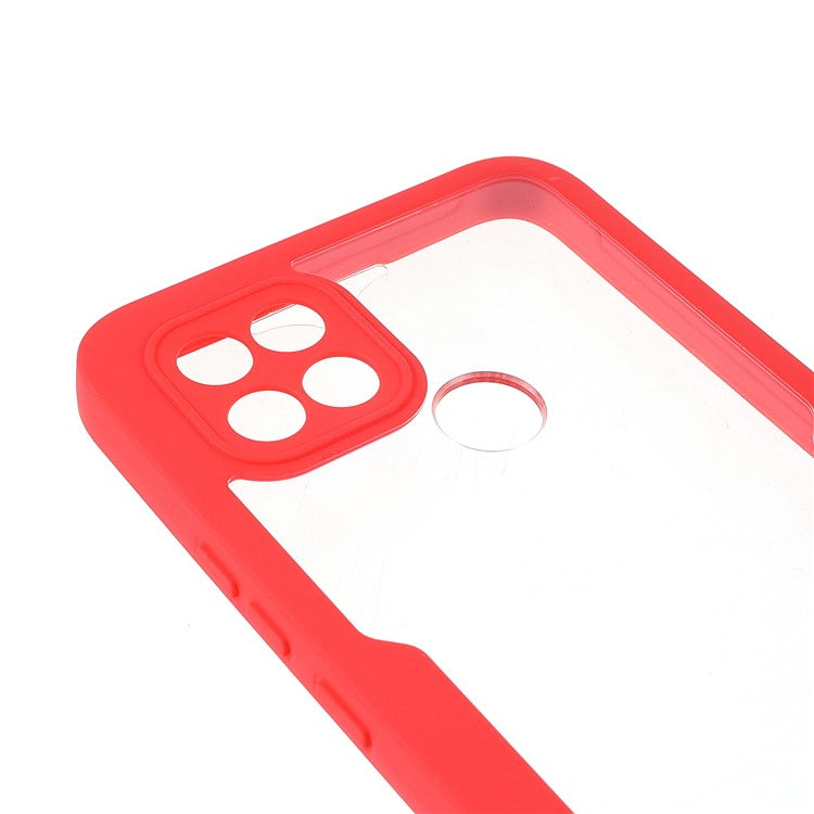 PET Screen Protector + Acrylic + TPU 360-degree Protection Anti-fall Mobile Phone Cover for Oppo A15/A15s - Red