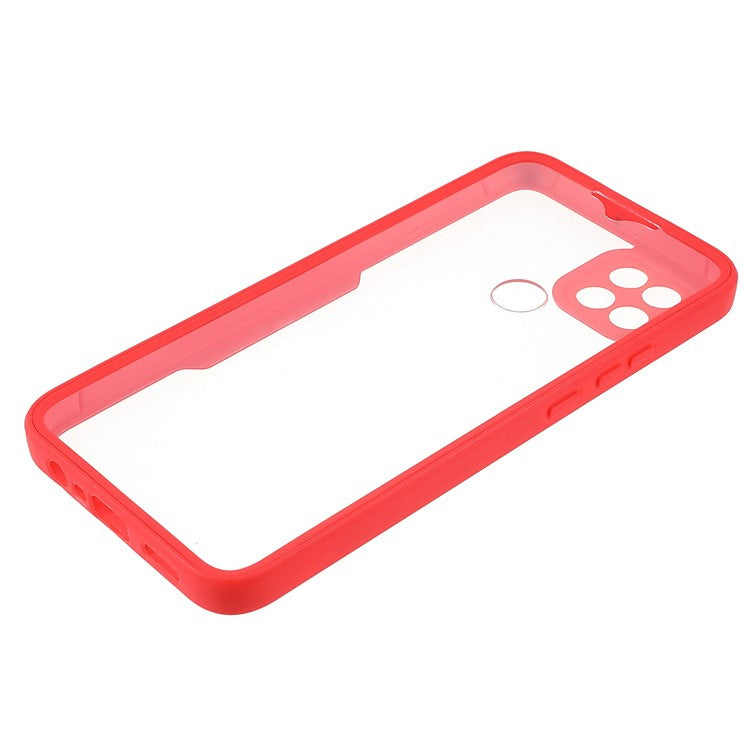 PET Screen Protector + Acrylic + TPU 360-degree Protection Anti-fall Mobile Phone Cover for Oppo A15/A15s - Red