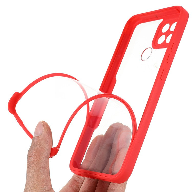 PET Screen Protector + Acrylic + TPU 360-degree Protection Anti-fall Mobile Phone Cover for Oppo A15/A15s - Red