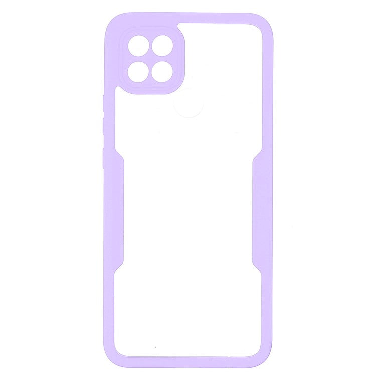 PET Screen Protector + Acrylic + TPU 360-degree Protection Anti-fall Mobile Phone Cover for Oppo A15/A15s - Purple