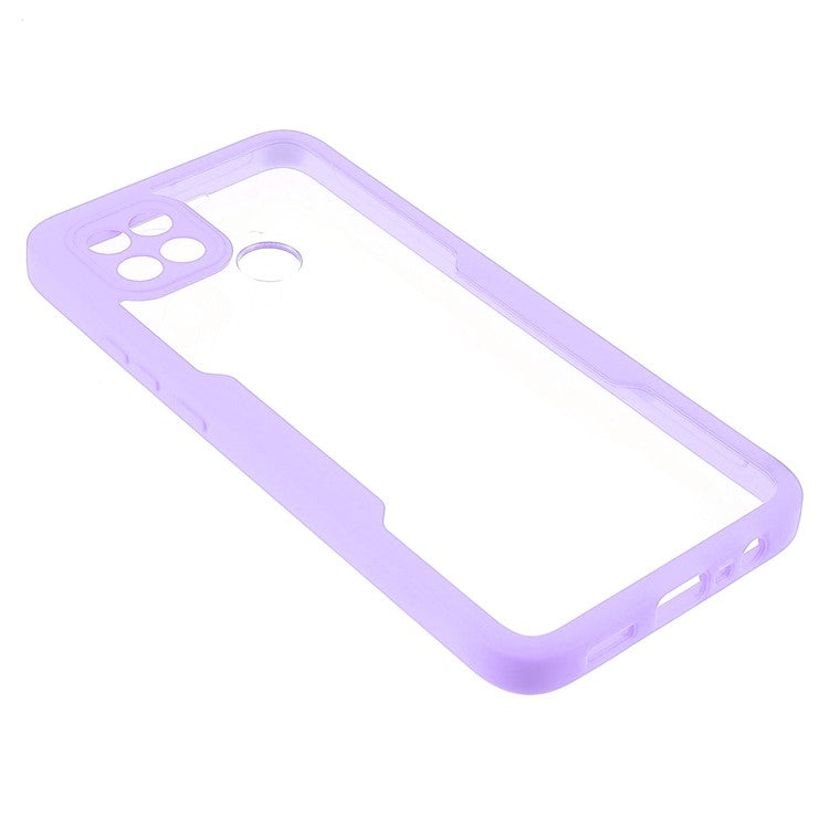 PET Screen Protector + Acrylic + TPU 360-degree Protection Anti-fall Mobile Phone Cover for Oppo A15/A15s - Purple