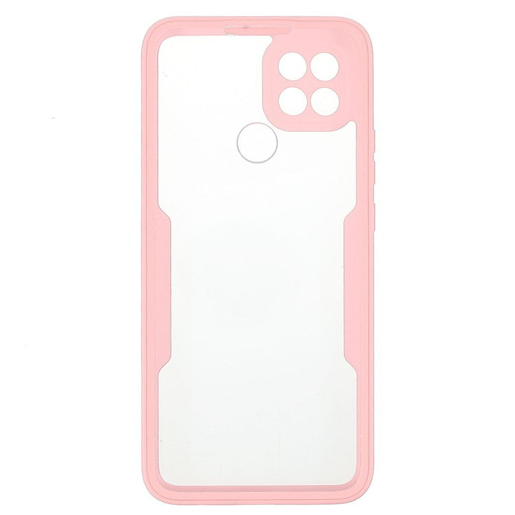 PET Screen Protector + Acrylic + TPU 360-degree Protection Anti-fall Mobile Phone Cover for Oppo A15/A15s - Pink